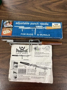 Vintage Phentex verstellbare Lochnadel Werkzeug in Box-Anleitung für Teppiche/Wandbilder - Bild 1 von 2