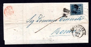 ITALY TUSCANY 1857 "LIVORNO" DATED MAY 22, 1857 ON FOLDED LETTER FRANKED SC. #15 - Picture 1 of 3