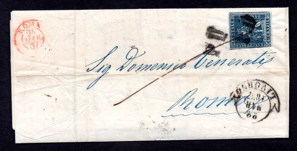 ITALY TUSCANY 1857 "LIVORNO" DATED MAY 22, 1857 ON FOLDED LETTER FRANKED SC. #15 - Image 1 of 3
