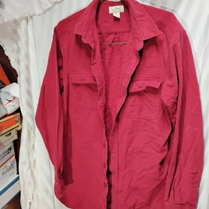 Camicia vintage anni 50 60 LL BEAN uomo tessuto camoscio bottoni rossa USA grande rosso mattone - Foto 1 di 2