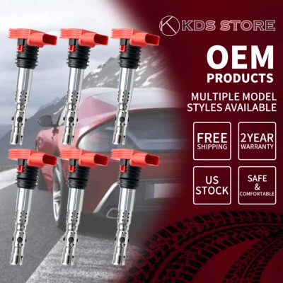 Set of 6 Ignition Coils For 2002-06 Audi A4 Quattro A6/A6 Quattro 3.0L V6 UF483 - Image 1 of 4