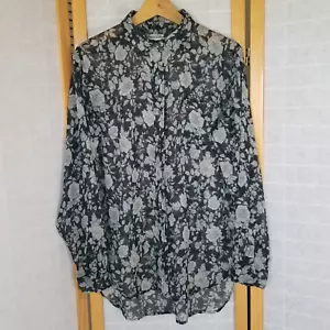 Ralph Lauren Denim & Supply Floral Sheer Blouse Boyfriend Button-Up Size Large - Picture 1 of 7