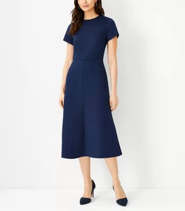 Ann Taylor Women`s $159 The Petite Midi Flare Dress in Double Knit size 00P - Picture 1 of 5