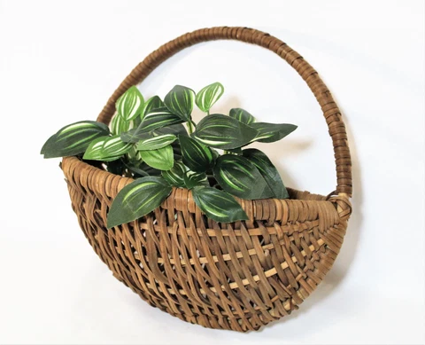 Wall Pocket Basket Wicker Rattan Woven Hanging Planter Vase Cover