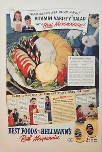 Mayonesa Hellmanns 1940 Best Foods Vintage Ad Vitamin variedad - Imagen 1 de 1