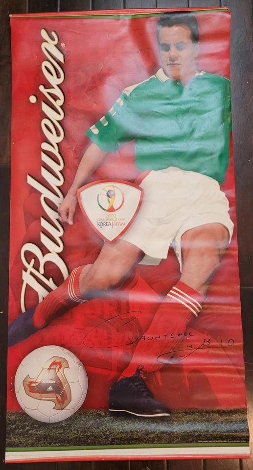 México Cuauhtémoc Blanco 5 x 2.5 Corea Japón 2002 Copa Mundial de la FIFA Banner de Fútbol Foto 1 de 4