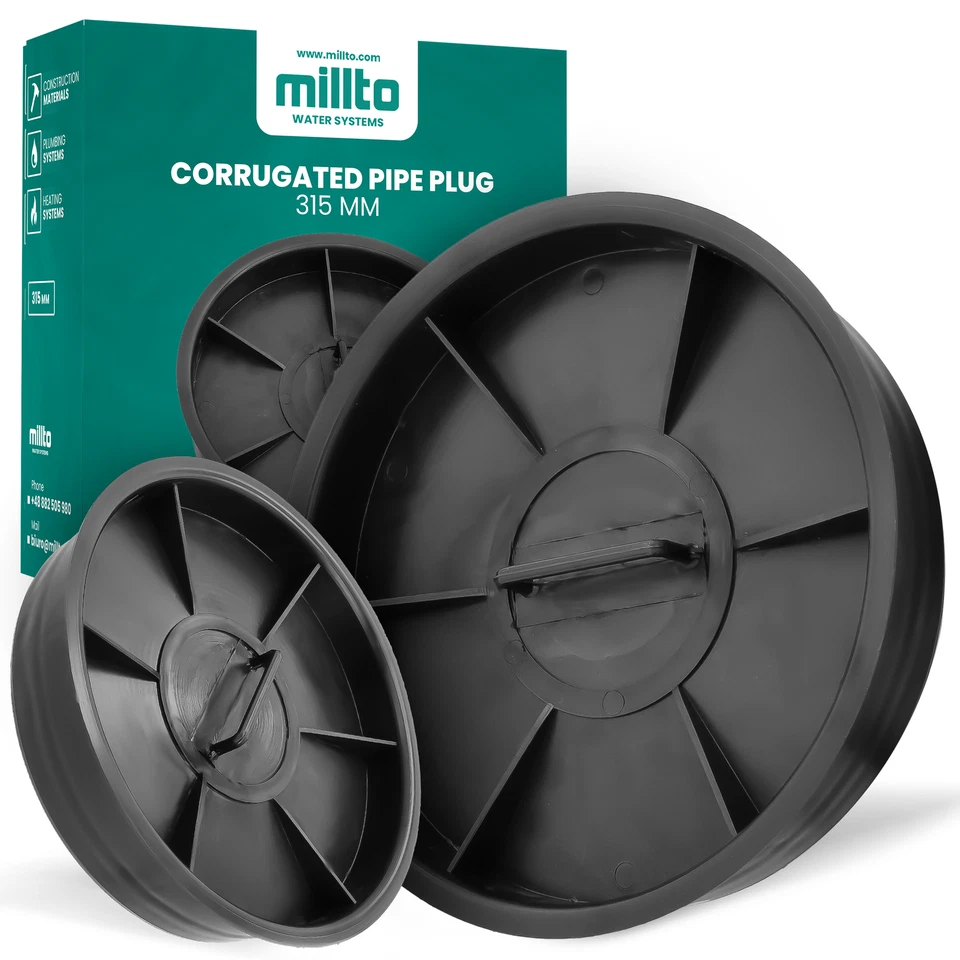 Millto™ Wellrohr Endkappe Schachtabdeckung 315 mm Untere Abwasserrohr Deckel