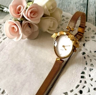 Reloj de pulsera Salvador Dalí Wings of Time esfera blanca cuarzo dorado 17 mm para mujer raro - Imagen 1 de 4