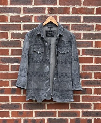 All Saints Mens OSLO Suede Shirt Jacket SMALL Leather Rock Biker AllSaints B250 - Image 1 of 4