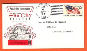 US # 1132 Flag Cover Sun City Arizona AZ to Mayor Rishell of Oakland California - Bild 1 von 2