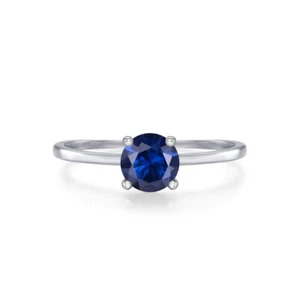 Ring Ladies Sterling 925 Silver 1 Carat Blue Sapphire Solitaire Ring K to V - Picture 1 of 4