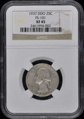 1937 DDO Washington Quarter FS-101 25C NGC XF45 - Image 1 of 2