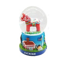 Dalapferd Palla di Neve Svezia Dalahäst Snowglobe Negozio di Souvenir Nuova