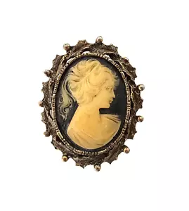 Spilla vintage vittoriana cammeo donna sagoma spilla - Foto 1 di 3