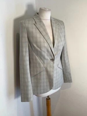 Elie Tahari fitted blazer jacket UK 8 VGC smart fitted grey check work - Image 1 of 4