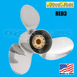 13 1/4 x 15 Honda 60-130hp Propeller Stainless Steel 3 Blade Prop Power Tech RED - Foto 1 di 1