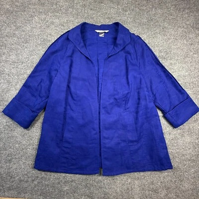 Peter Nygard Cotton Linen Blend Open Front Long Sleeve Jacket Size M - Image 1 of 4