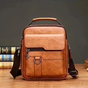 MTech Leather Men's Shoulder Bag Retro Men'S Bag Leather Handbag Crossbody - Picture 1 of 9