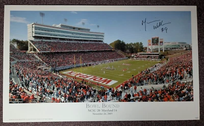 Póster panorámico firmado por Mario Williams NFL NCAA NC State 2003 fútbol americano certificado de autenticidad cuenco Foto 1 de 2