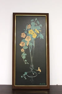Nasturtiums Print By Barba Tate 1960s Wooden Frame Excellent Condition Vintage - Bild 1 von 6