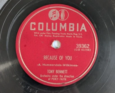 Tony Bennett Because of You / I Won't Cry Anymore 78 RPM - Image 1 of 2