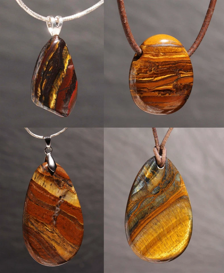 Unikat Edelstein Anhänger mit Tigereisen für Ketten und Lederband Steinschatz - Bild 1 von 1