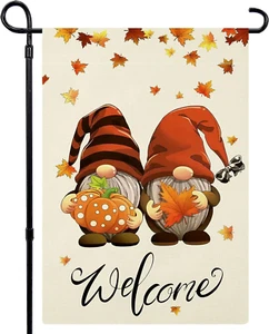 Fall Garden Flag Double Sided, Welcome Gnomes Fall Flag Yard Flag for Seasonal O - Picture 1 of 7
