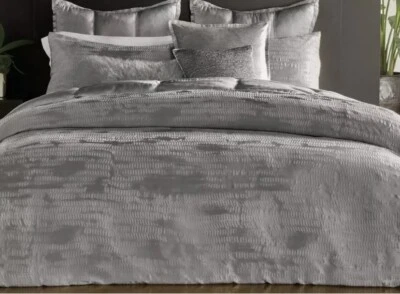 Donna Karan Home Vapor Collection Full / Queen Duvet Cover Gray New out of Pack - Image 1 of 4