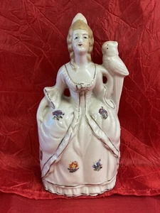 Decor Victorian Lady w/Bird Wall Hanging Flower Holder Vintage - Picture 1 of 6