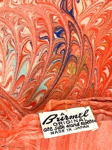 Vtg Burmel Designer Hand Rolled 100% Silk Scarf Orange Paisley Swirls Made Japan - Picture 1 of 5