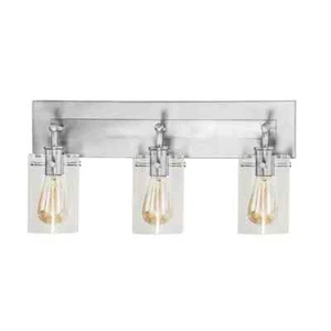Regan 21" 3-Light Brushed Nickel Bathroom Vanity Light with Clear Glass Shade - Picture 1 of 9