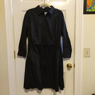 NUEVO Vestido Camisa Isaac Mizrahi Para Mujer Negro Algodón Cierre Botón Talla 1X Foto 1 de 4