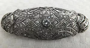 Antique Platinum Diamond 18ct Gold Brooch Circa 1920s Original Pin - Picture 1 of 6