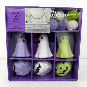 Martha Stewart 7 PC Ghost Pumpkin & garland Purple Decorations Halloween Set - Picture 1 of 9