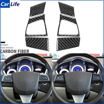 Cubierta de botón de volante de fibra de carbono real 6 piezas para Cadillac SRX 2010-12 Foto 1 de 4