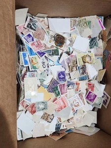 Lot 1lb 9oz Worldwide foreign stamp mix off-paper Some On Envelope Cut bulk Rare - Picture 1 of 24