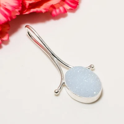 Colgante de plata de ley 925 maciza de ágata de titanio blanco como la nieve V4716 Foto 1 de 4