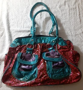 NADARA Metallic türkis rot Tiermotiv große Beuteltasche Schultertasche Funky 15x10" - Bild 1 von 9