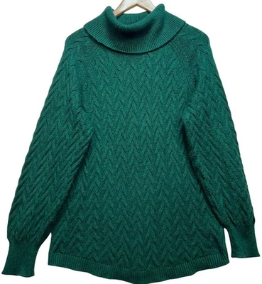 Suéter pulôver feminino St. John's Bay gola alta malha cabo tamanho grande verde - Imagem 1 de 4