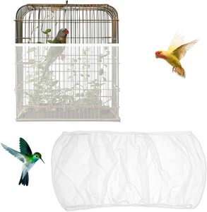 Universal Bird Cage Cover Skirt - Adjustable Soft Airy Nylon Mesh Net, Seed - Picture 1 of 12