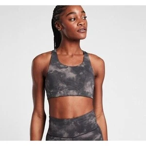 Athleta Women's Advance Bra B-G Sports Bra Black Gray Camo Size 32DD - Picture 1 of 10