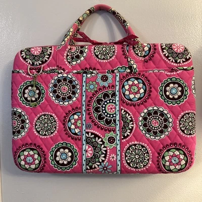 Vera Bradley Pink Cupcake Hard Shell Laptop Travel Bag Quilted Cotton Canvas EUC - Image 1 of 4
