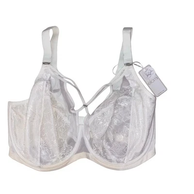 Elomi Brianna Plunge Bra White 38K Lace Underwire Lingerie - Image 1 of 4