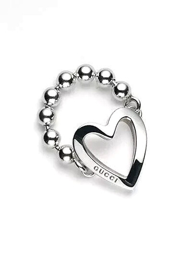 Anello nuovo Gucci argento logo amore perline catena cuore 925 misura 7 8 nuovo con scatola 280€
