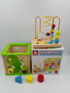 Top Bright Little Moppet Motor & Senses Skills  5 In 1 Activity Cube Wooden - Picture 1 of 11