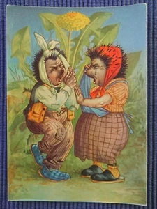 Old Postcard Mecky Mecki Hedgehog Divided Sorrow, Half Sorrow - Picture 1 of 2