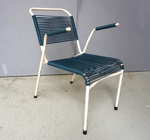Vintage Spaghettistuhl Stapelstuhl Gartenstuhl Stuhl Chair blau 60er (F24-2206) - Bild 1 von 6