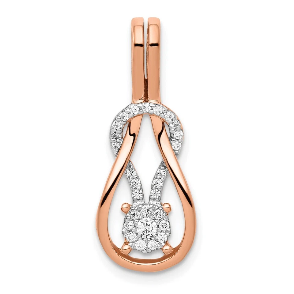 0.15Ct Lab Grown Diamond Knot Slide Pendant 14K Rose Gold ( VS/SI,GH) for Mom - Image 1 of 3