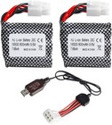 2 Pack 9.6v 800mah li-ion Battery 20C EL-6P Plug with USB Charger Set for RC Toy