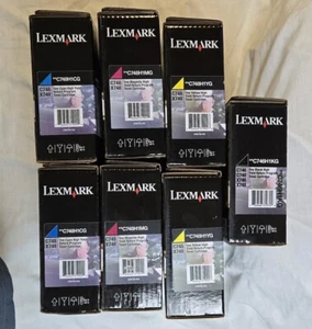 ZESTAW 7 ORYGINALNYCH ZAPIECZĘTOWANYCH LEXMARK C746H1KG plus 2 ea C748H1CG C748H1MG C748H1YG C748 - Zdjęcie 1 z 5